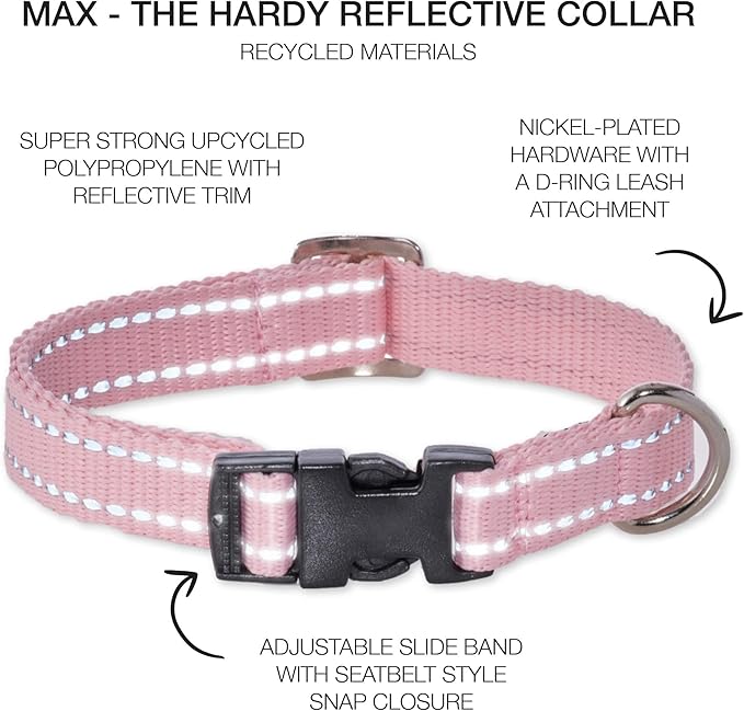 Adjustable Reflective Dog Pet Collar for Small, Medium and Large Dogs, Pink, Large