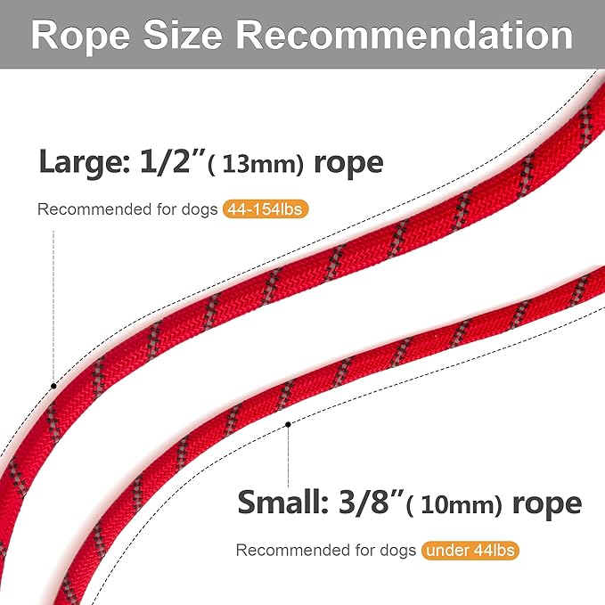 Fida Durable Slip Lead, 6 FT x 3/8" Heavy Duty Dog Loop, Comfortable Strong Rope Slip Leash for Small Dogs and Puppies, No Pull Pet Training Leash with Highly Reflective (3/8", Red)