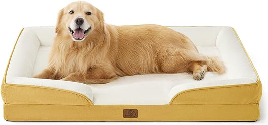 Bedsure Orthopedic Dog Bed for Extra Large Dogs - XL Plus Waterproof Dog Sofa Beds, Supportive Foam Pet Couch Bed with Removable Washable Cover, Waterproof Lining and Nonskid Bottom, Spicy Mustard