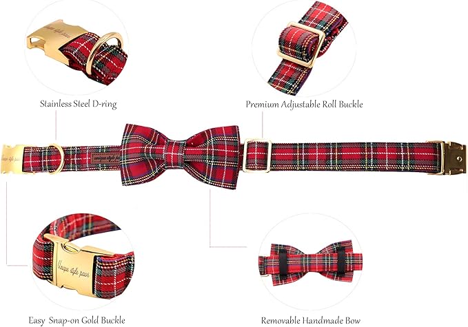 Unique style paws Christmas Dog Collar Bow tie Collar Adjustable Collars for Dogs and Cats Small Medium Large