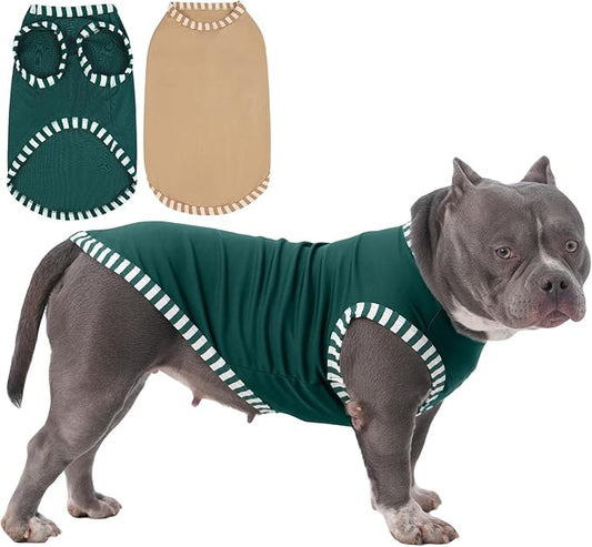 IECOii 2 Pack Dog Tee Shirts for Large Dogs,Breathable & Lightweight T-Shirts for Hot Weather,Soft Stretchy for Active Dogs - Non-Restrictive for Running & Play,Summer Outdoor Wear,Khaki+Green,XXLarge