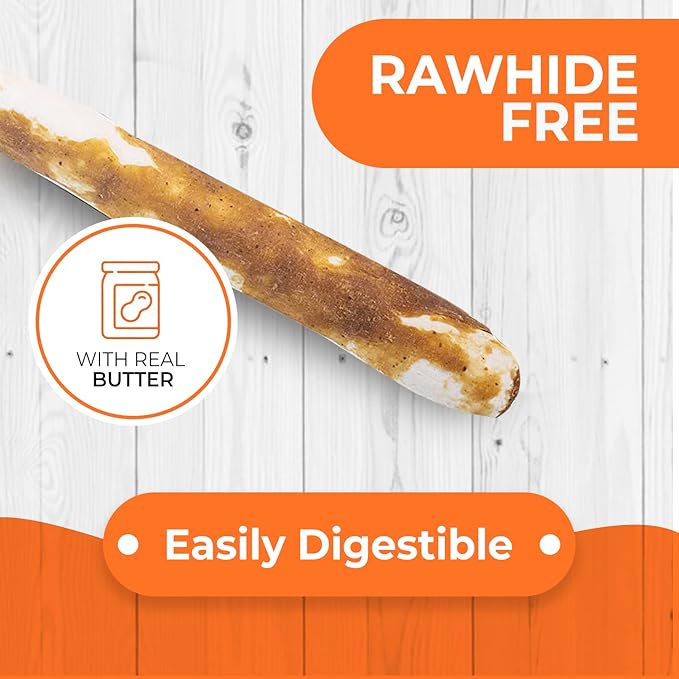 Canine Naturals Peanut Butter Chew - Rawhide Free and Dog Treats - Made from Real Peanut Butter - All-Natural and Easily Digestible - 40 Pack of 5 Inch Stick Chews