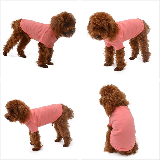 Lovelonglong Pet Clothing Dog Costumes Basic Blank T-Shirt Tee Shirts for Medium Small Dogs Lotus Pink XL