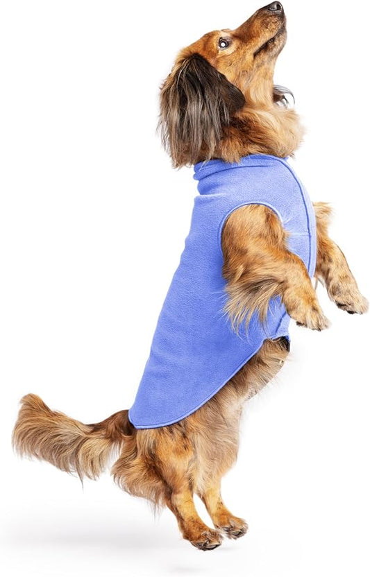 Stretch Fleece Dog Coat, Stretchy Pet Sweater, Machine Washable Pullover for Winter and Fall, Cornflower Blue, 12