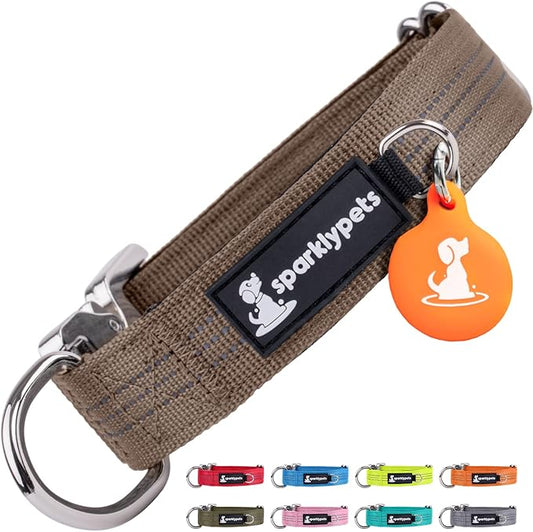 SparklyPets Small Dog Collar with Quick Release Buckle & AirTag Holder – Collars for Female Dogs & Boys with Reflective Stripes & Soft Lining – Perfect for Small & Medium Breeds