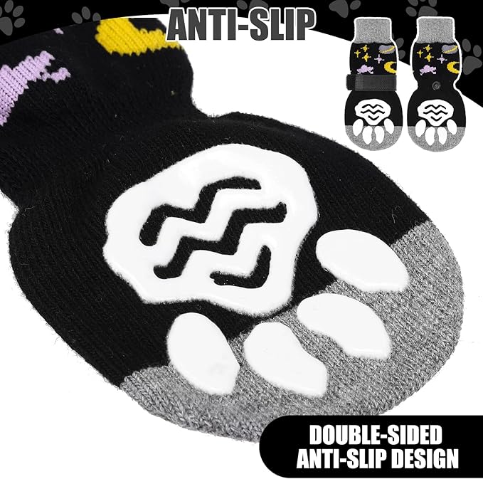 PUPTECK Non-Slip Dog Socks Double Sides Grips for Hardwood Floors Prevents Licking, Dog Shoes for Hot Pavement Booties for Senior Small Medium Large Dogs