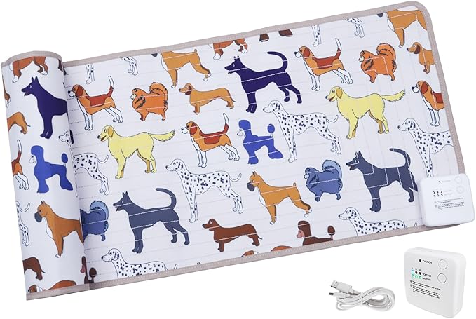 DOGNESS Rechargeable Pet Shock Mat, 59"x15" Safe Cat Repellent Mat Electronic Training Pads Keep Dogs and Cats Off Couch, Bed, Indoor Cat Deterrent Mat (Dog Cartoon)