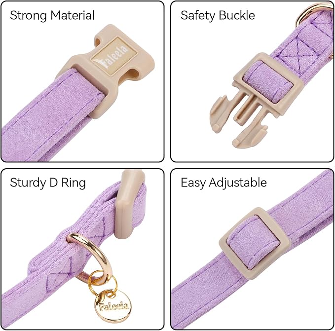 Faleela Dog Collar - Cute & Comfy Cotton Pet Collar, Adjustable Lightweight Design with Quick-Release Buckle, for Small, Medium & Large Dogs - Multiple Styles Available (Small, Purple)