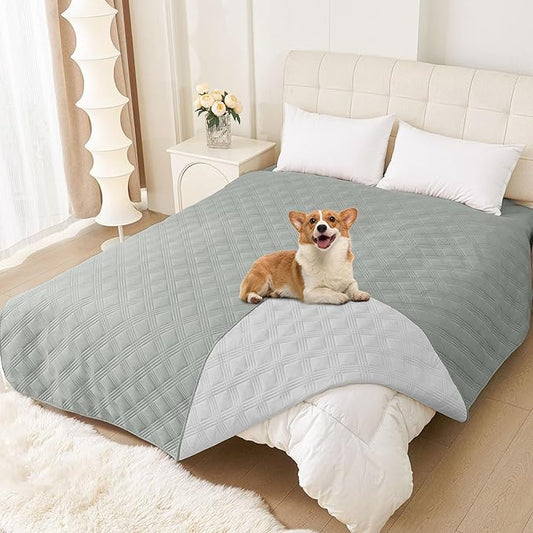 hyha Waterproof Dog Blanket, Reversible Pet Bed Blanket, Soft Sofa Couch Cover for Dogs Washable, Waterproof Pet Couch Covers for Sofa Puppy Cats Furniture Protector(82"x82", Grey/Light Grey)