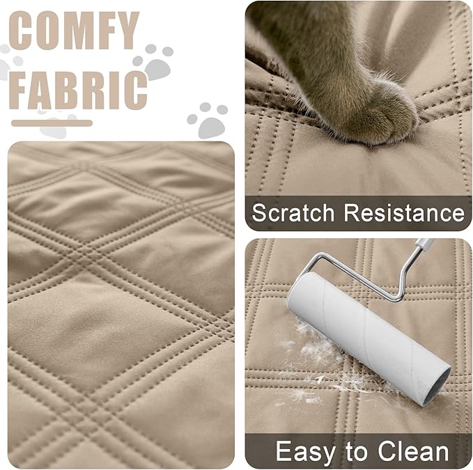 Smiry Waterproof Dog Bed Cover Blanket 52x82, Soft Reversible Pet Blanket, Washable Leakproof Cats Dogs Couch Cover for Sofa, Couch, Furniture, Taupe/Beige