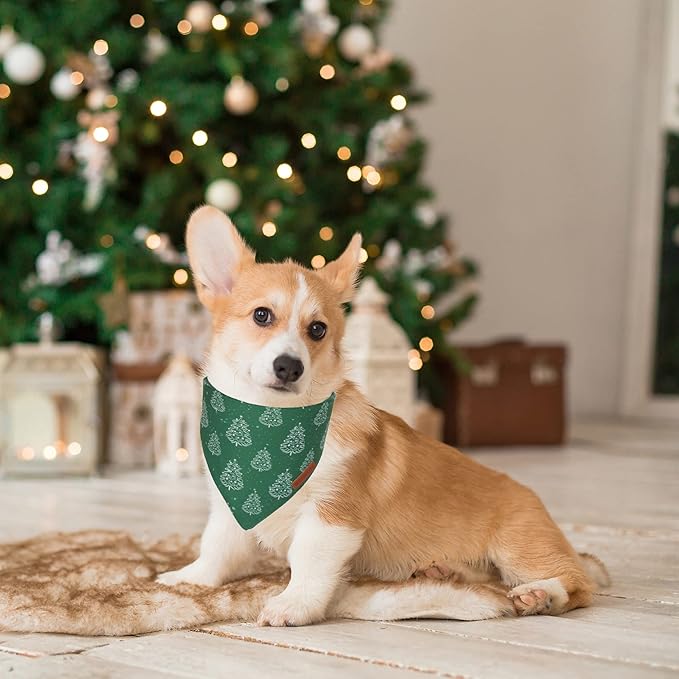 ADOGGYGO Dog Bandana Christmas Pet Scarf Bib Kerchief, Premium Durable Fabric, Multiple Sizes Offered, Red Green Christmas Bandanas Costumes for Medium Large Dogs Pets (Large)