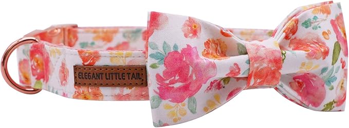 Elegant little tail Dog Collar with Bow, Cotton & Webbing, Bowtie Dog Collar, Adjustable Dog Collars for Small Medium Large Dogs and Cats