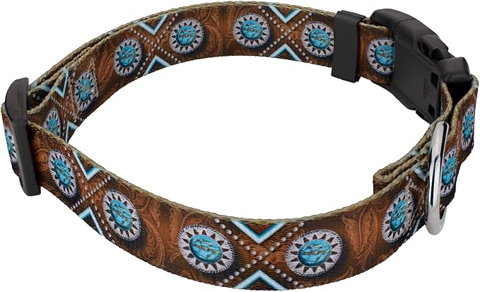Country Brook Petz - Deluxe Saddle Up Dog Collar - Made in The U.S.A. - Country and Western Collection Featuring Rustic Designs (1/2 Inch, Extra Small)