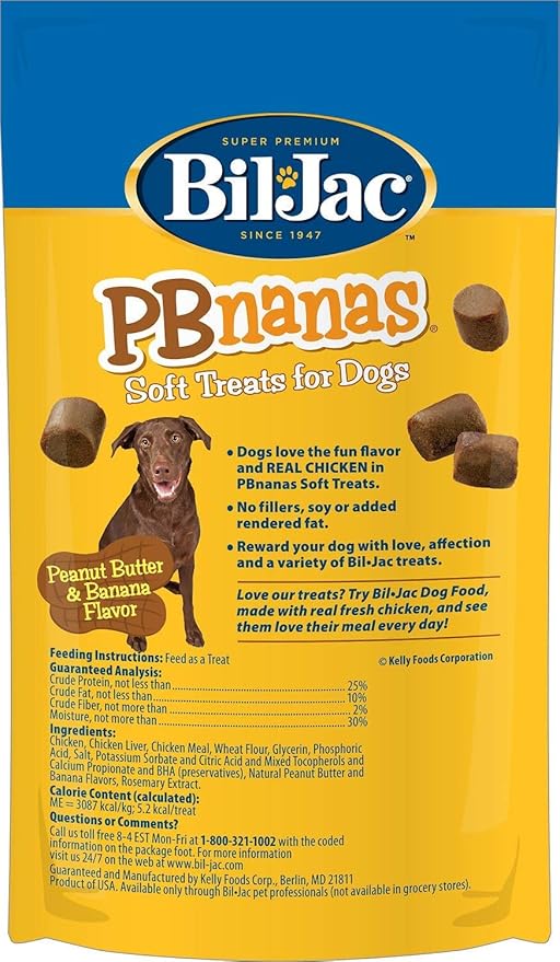 Bil-Jac PB-Nanas Dog Treats 4 oz, 4 Pack