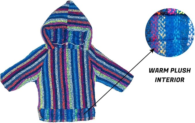 Mexican Dog Poncho Doggo Hoodie Baja Ponchos Blanket for Dogs Costume Pup Crew Pajamas Chihuahua Sweater Clothes from Small, Medium to Big Dog Made in Mexico with Recycled Fabric (5, Blue)