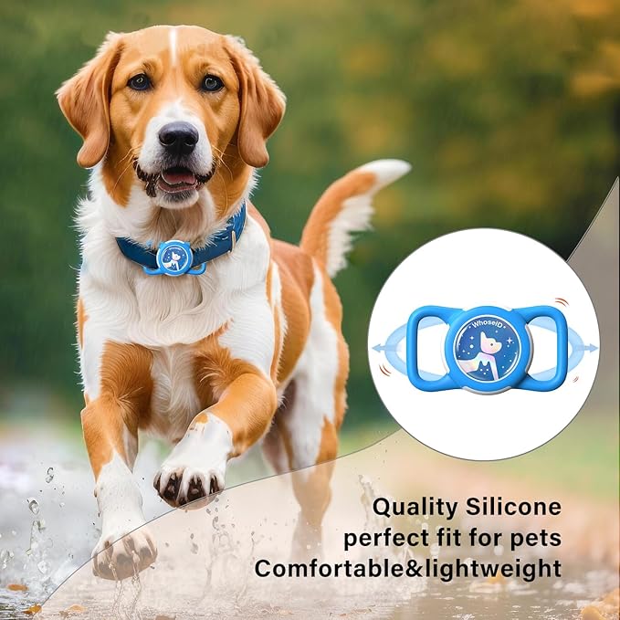 Waterproof Airtag Dog Collar Holder, Silicone & ABS Airtag Holder for Dog & Cat Collars, Ultra-Durable, Lightweight and Protective Airtag Case (Blue-1, Regular)