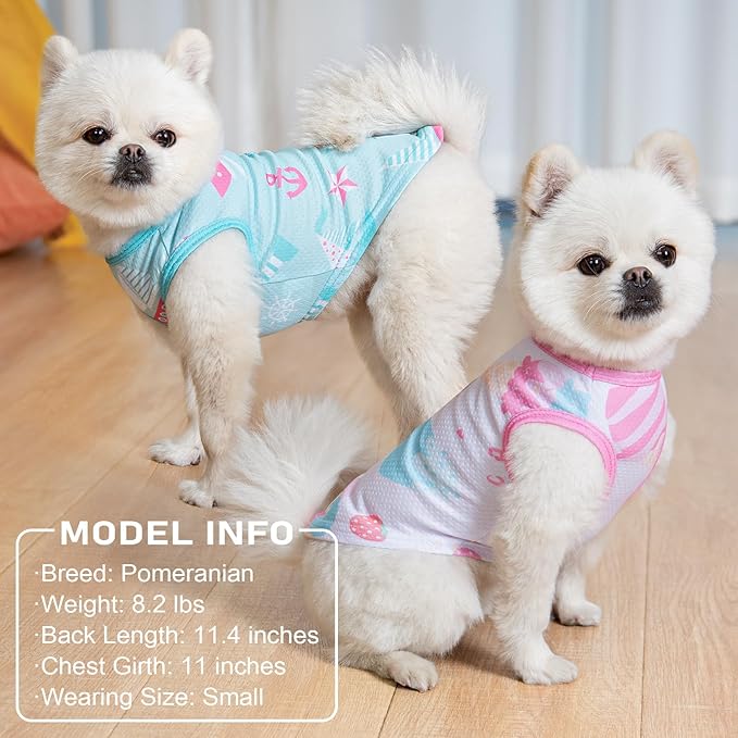 KYEESE 2 Pack Dog Cooling Shirts for Summer Breathable Instant Cooling Dog Vest Summer Pet Clothes for Hunting, Training, Camping,S