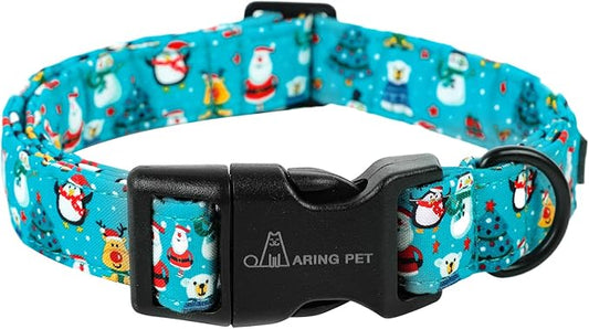 ARING PET Christmas Dog Collar-Cute Cotton Lightweight Dog Collars, Adjustable Christmas Party Pet Collars Puppy Collar with Quick Release Buckle