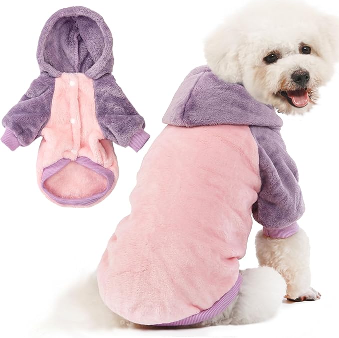 FabriCastle Dog Hooded Sweater, Dog Clothes for XXS XS Small Dogs Girl & Cats, Soft and Warm Pet Coat, Winter Pet Jacket, Doggy Apparel Costumes, Puppy Outfits Snap On Hoodies (Pink Body, XX-Small)
