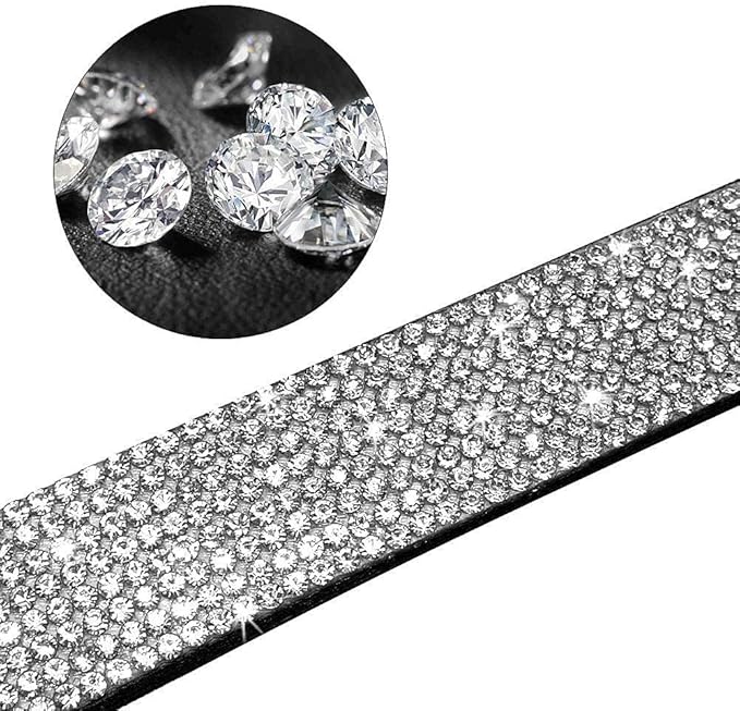 Rhinestone Dog Collar, Cute Dazzling Sparkling Soft Suede Leather Dog Cat Rhinestone Collar Crystal Diamond Pet Dog Puppy Collar(Red,S)