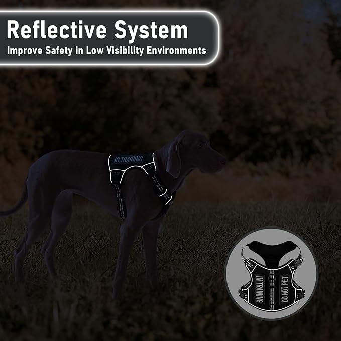 Tactical Dog Harness Medium Sized Dog, No Pull Pet Harness, Adjustable Dog Vest for Easy Walking, Breathable Oxford Material, Reflective Strips with Metal Front Clip Control, Black