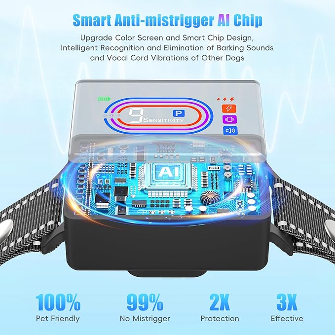 3 Pack Dog Bark Collar, 2025 Bark Collar for Large Medium Small Dogs 5-130 lbs - Smart Rechargeable Anti-Barking Training Collar with 10 Adjustable Sensitivity-Bark Collar with Shock Beep Vibratio