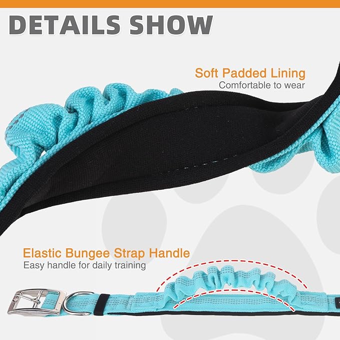 KOOLTAIL Heavy Duty Dog Collar with Handle for Large Dogs, Ballistic Nylon Collar for Training Control, Soft Padded Thick Wide Reflective Dogs Collar with Adjustable Metal Buckle for Walking, Green L