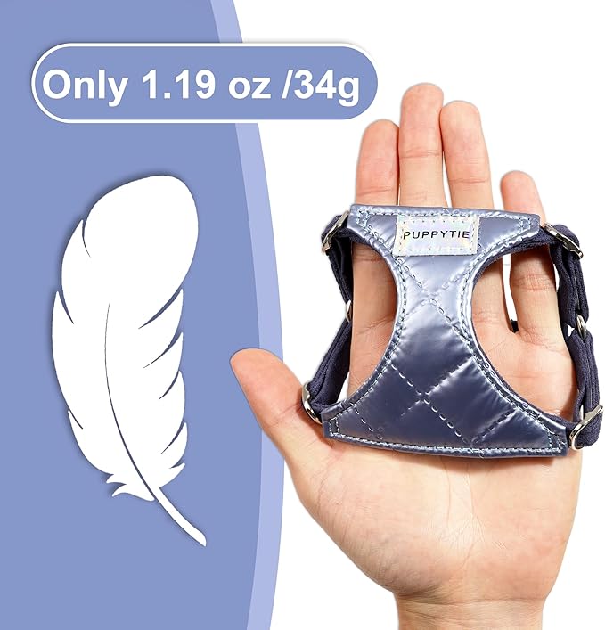 Puppytie No Pull xs Dog Harness with Multifunction Dog Leash,Soft Adjustable No Choke Escape Proof Pet Harness Vest,Glossy Sapphire Blue,XXS