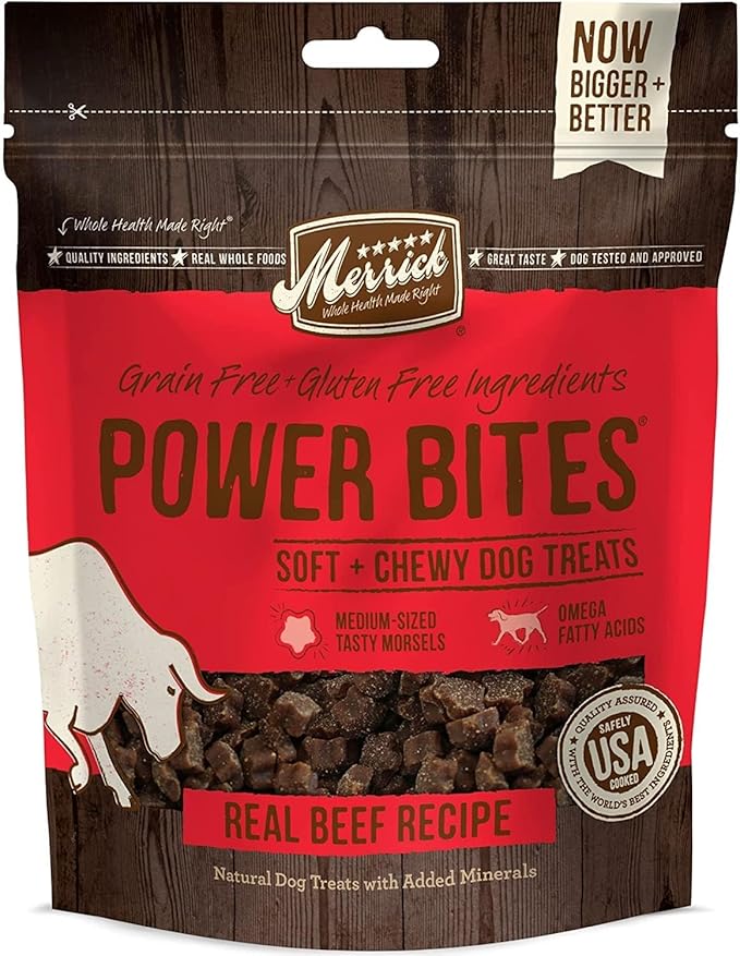 Aurora Pet Variety Pack (4) Power Bites Grain Free Dog Treats [Chicken, Beef, Turducken, Salmon] 6-oz Each with AuroraPet Wipes
