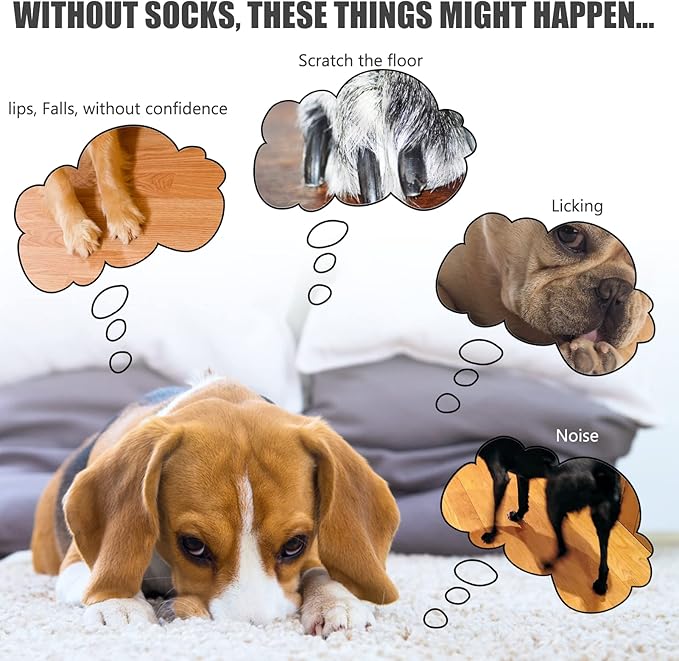 PUPTECK Non-Slip Dog Socks Double Sides Grips for Hardwood Floors Prevents Licking, Dog Shoes for Hot Pavement Booties for Senior Small Medium Large Dogs