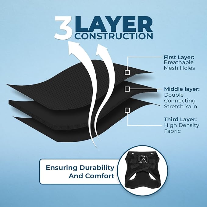 Voyager Step-in Air All Weather Mesh Harness and Reflective Dog 5 ft Leash Combo with Neoprene Handle, for Small, Medium and Large Breed Puppies by Best Pet Supplies - Set (Black), M