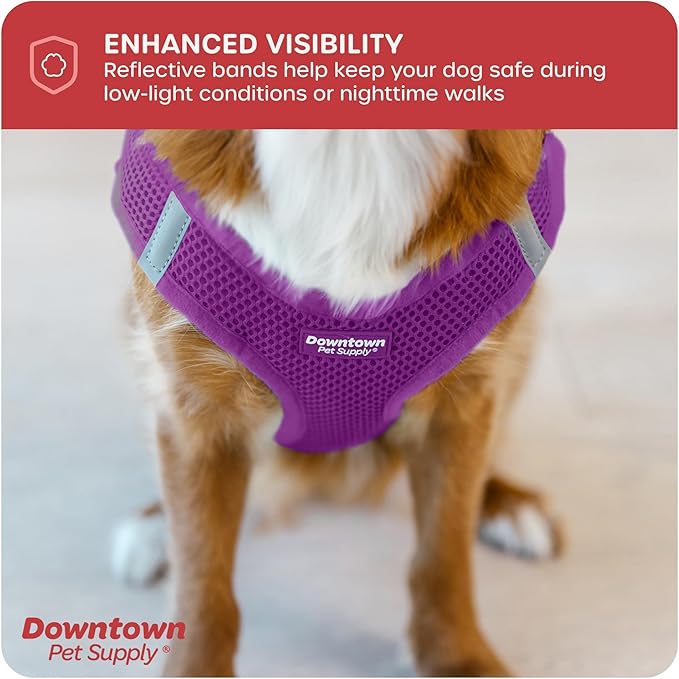 Downtown Pet Supply Step in Dog Harness for Small Dogs No Pull, Small, Purple - Adjustable Harness with Padded Mesh Fabric and Reflective Trim - Buckle Strap Harness for Dogs