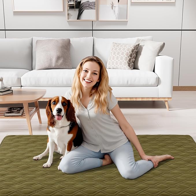 Smiry Waterproof Dog Blanket, 30x53 Inch Soft Pet Bed Cover Reversible, Washable Sofa Couch Furniture Protector for Small Medium Large Dog Puppy Cat, Green/Navy