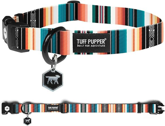 Tuff Pupper Premium Adjustable Dog Collar for Large Boy & Girl Dogs, Stylish Pattern Collars Designed in USA, Quick Release Buckle, SacredTribe Print, Large (1 Inch Wide x 18-26 Inch Neck)