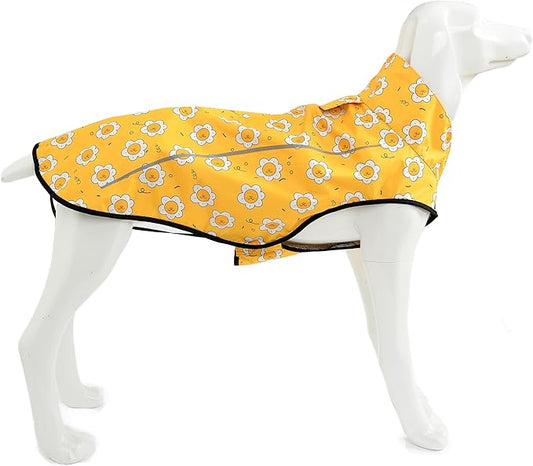 Mile High Life Dog Raincoat, Adjustable Waterproof Reflective Rain Jacket for Small Medium Large Dogs, Lightweight Breathable Pet Rain Coat with Leash Hole(Yellow Sun,S Chest 22-25")