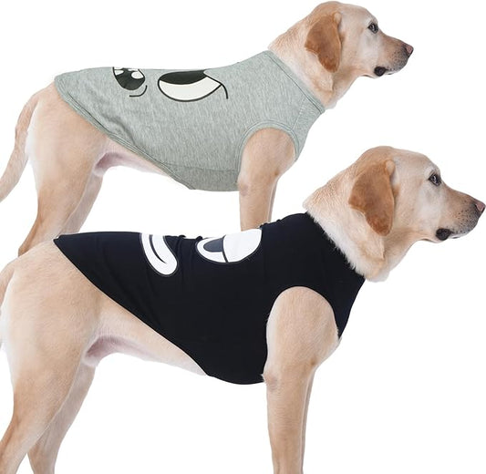 IECOii 2 Pack Pet Tank Top Tee Sleeveless| 3X-Large |Summer Dog Clothes Apparel,Pet Funny Costume Doggy T-shirt Clothing for Large Dog Puppy Outfit Keep Body Heat Hot Weather Holiday Party, Black+Gray