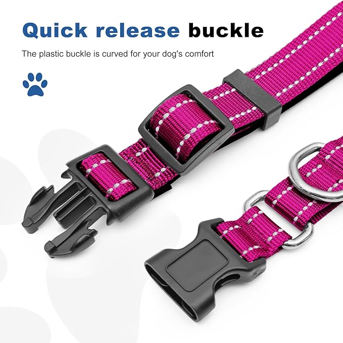 Reflective Martingale Dog Collars. Dog Collar with Quick Release Buckle. Adjustable Soft Padded Breathable Nylon Pet Collar Suitable for Puppies for Small Medium Large Dogs.