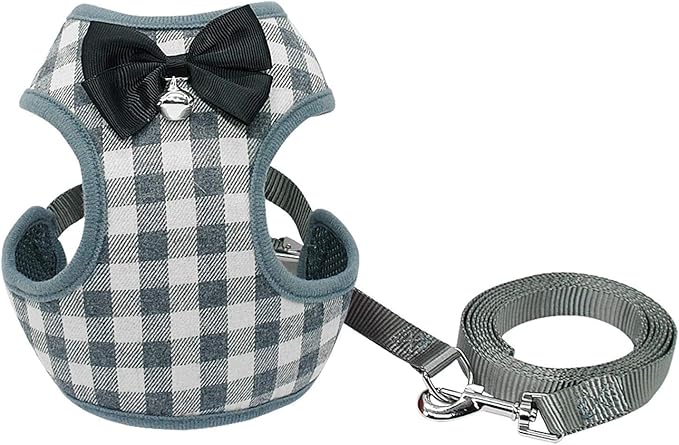 Rypet Small Dog Harness and Leash Set - No Pull Pet Harness with Soft Mesh Nylon Vest for Small Dogs and Cats Gray L