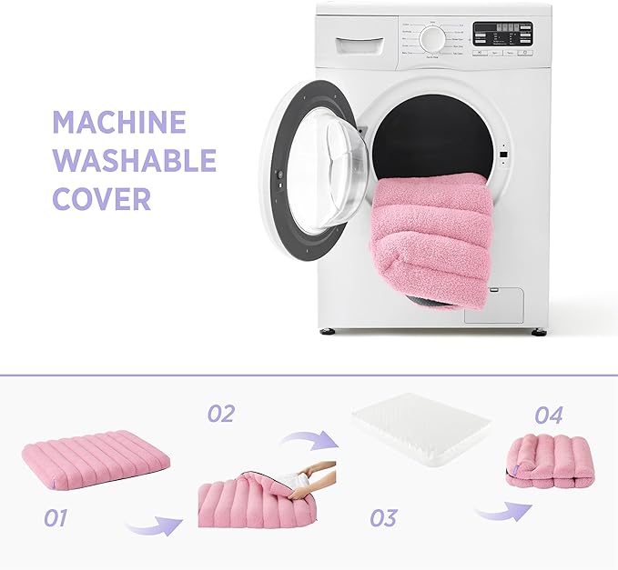 Lesure Cute Orthopedic Dog Bed Large Sized Dog, Waterproof Chic Flat Pet Beds with Removable Washable Cover, Fuzzy Thick Egg Crate Foam Pet Mat for Indoor Use (36" x 27", Pink)