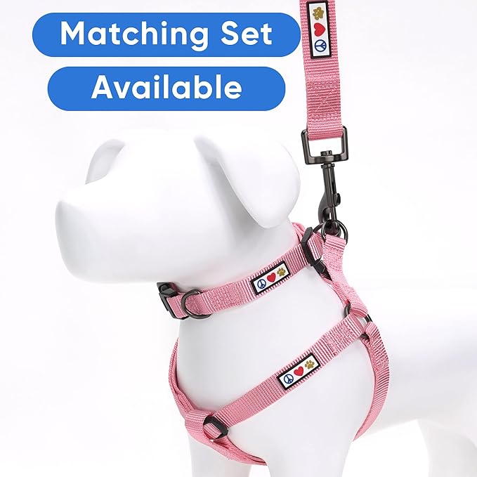 Pawtitas Solid Color Step-in Dog Harness - Pink Cherry Blossom, Large, for Puppy & Dog Training & Walking