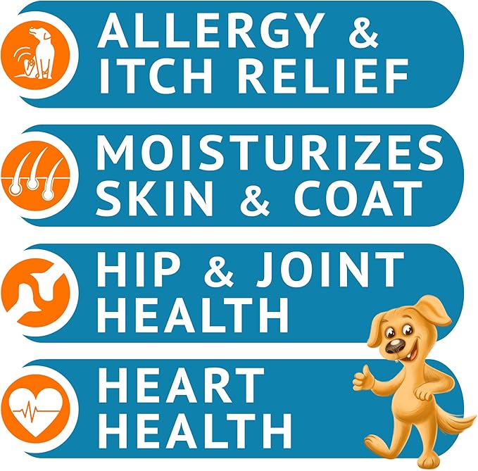 Omega 3 Alaskan Fish Oil Treats for Dogs (360 Ct) - Dry & Itchy Skin Relief + Allergy Support - Shiny Coats - EPA&DHA Fatty Acids - Natural Salmon Oil Chews - Hip & Joint Support - Salmon Flavor