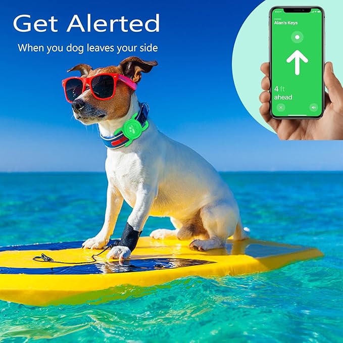 SANKALA Airtag Dog Collar Holder, [1 Pack] Waterproof Dog Airtag Holder, Silicone Full Body Covered Anti-Lost Protective Apple Air Tag Holder for Pet Collar - Fits All Width Collars, Green