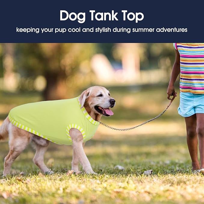 IECOii 2 Pack Dog T-Shirts,Stretchy & Comfortable Pet Summer Tank Top Clothes,Fade-Resistant, Easy to Put On – Machine Washable Tshirts for Medium Breeds Dogs,Pink+Green,XLarge