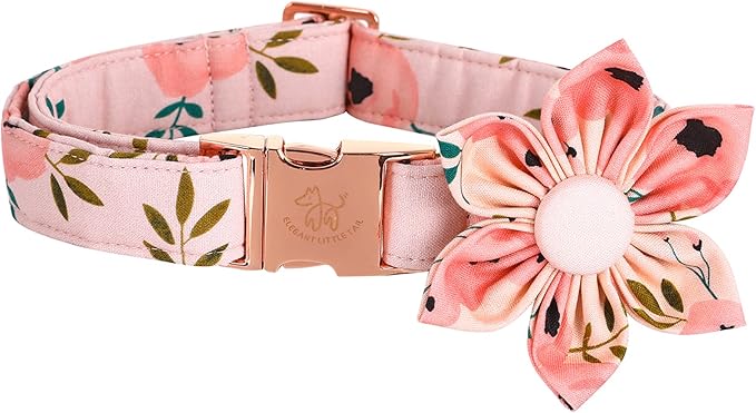 Elegant little tail Flower Girl Dog Collar for Female Dogs, Pet Collar Adjustable Dog Collars with Flower Gift for X-Large Dogs