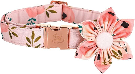 Elegant little tail Flower Girl Dog Collar for Female Dogs, Pet Collar Adjustable Dog Collars with Flower Gift for X-Large Dogs