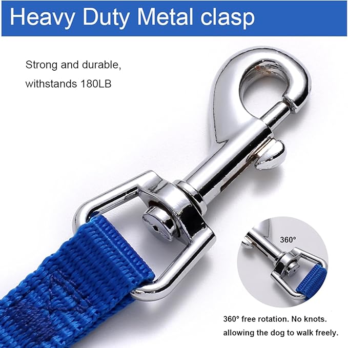 6 FT Puppy Leash, Strong Traditional Style Leash with Easy to Use Collar Hook,Dog Lead Great for Small and Medium and Large Dog (Blue, 5/8 in x 6 ft)