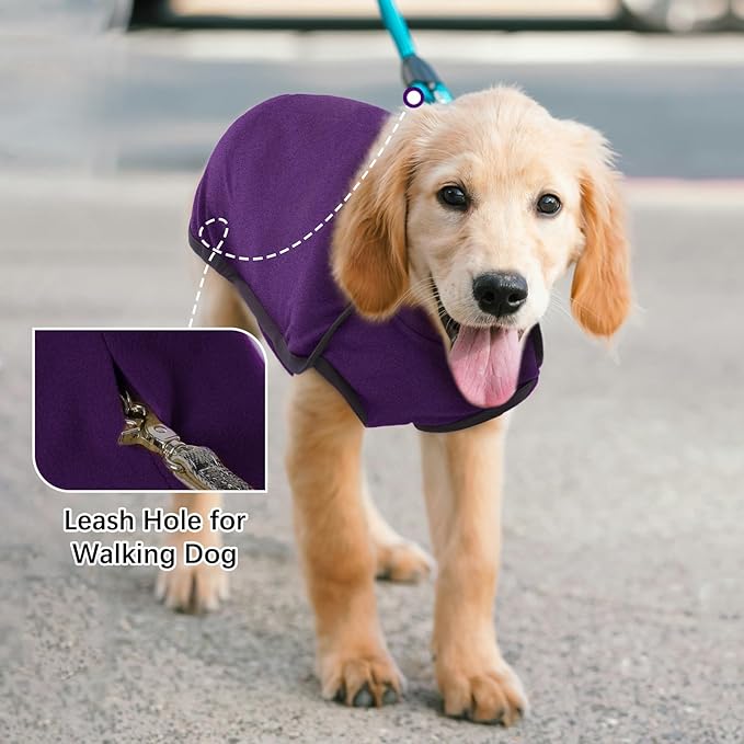 ROZKITCH Dog Winter Coat Soft Pullover Pajamas, Pet Windproof Warm Cold Weather Jacket Vest Cozy Onesie Jumpsuit Apparel Outfit Clothes for Small, Medium, Large Dogs Walking Hiking Travel Sleep Purple