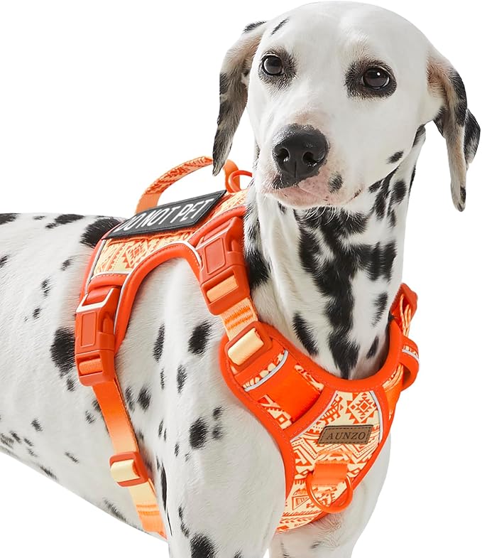 Tactical Dog Vest Harness No Pull Easy Walker Pet Harness for Walking Training Hiking for M Sized Dogs with 2 Leash Clips 3 Buckles Reflective Strip Soft Padded Handle, Tribal, French Bulldog