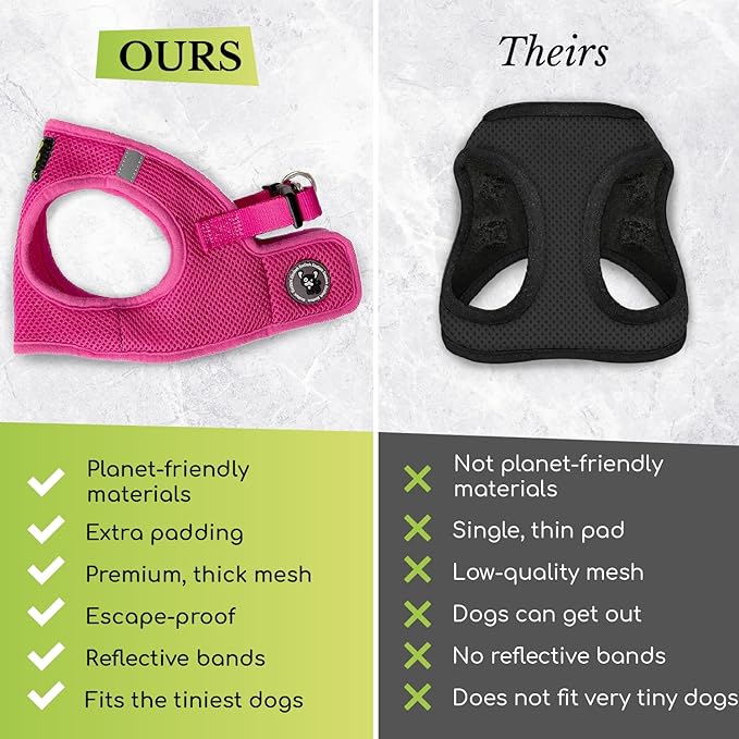 EcoBark Step in Dog Harness - Reflective Soft Ultra Padded Mesh Dog Harnesses for XXS, XS, Small, and Medium Dogs Eco-Friendly Comfort Secure Halter No Pull Adjustable Pet Vest (Red Plaid, Medium)