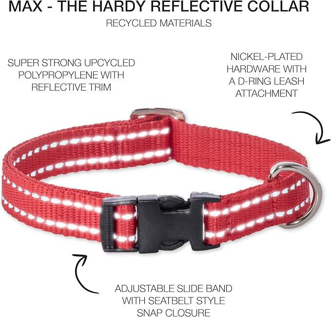 Adjustable Reflective Dog Pet Collar for Small, Medium and Large Dogs, Red, Large